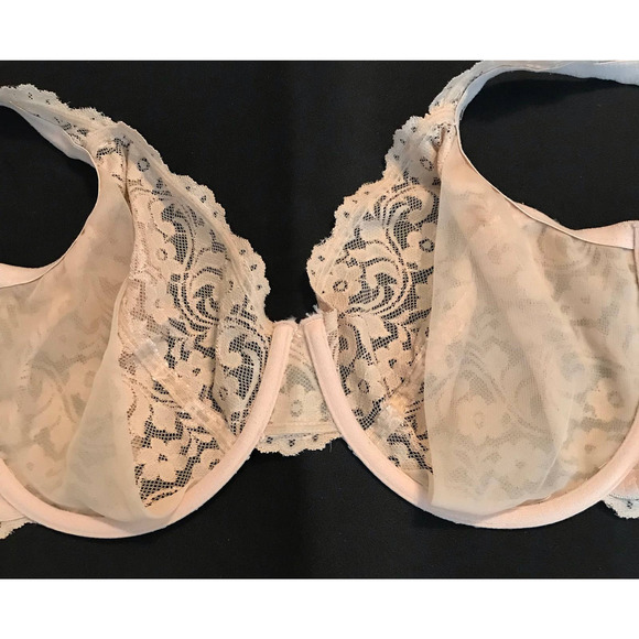 Smart Sexy Beige Lace Bra 3 Sets of Hooks and Eyes For Comfort Size 40DD - Picture 3 of 6